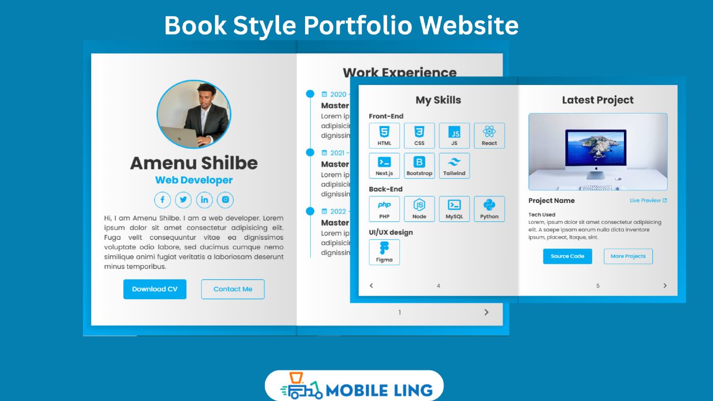 Book Style Portfolio Website